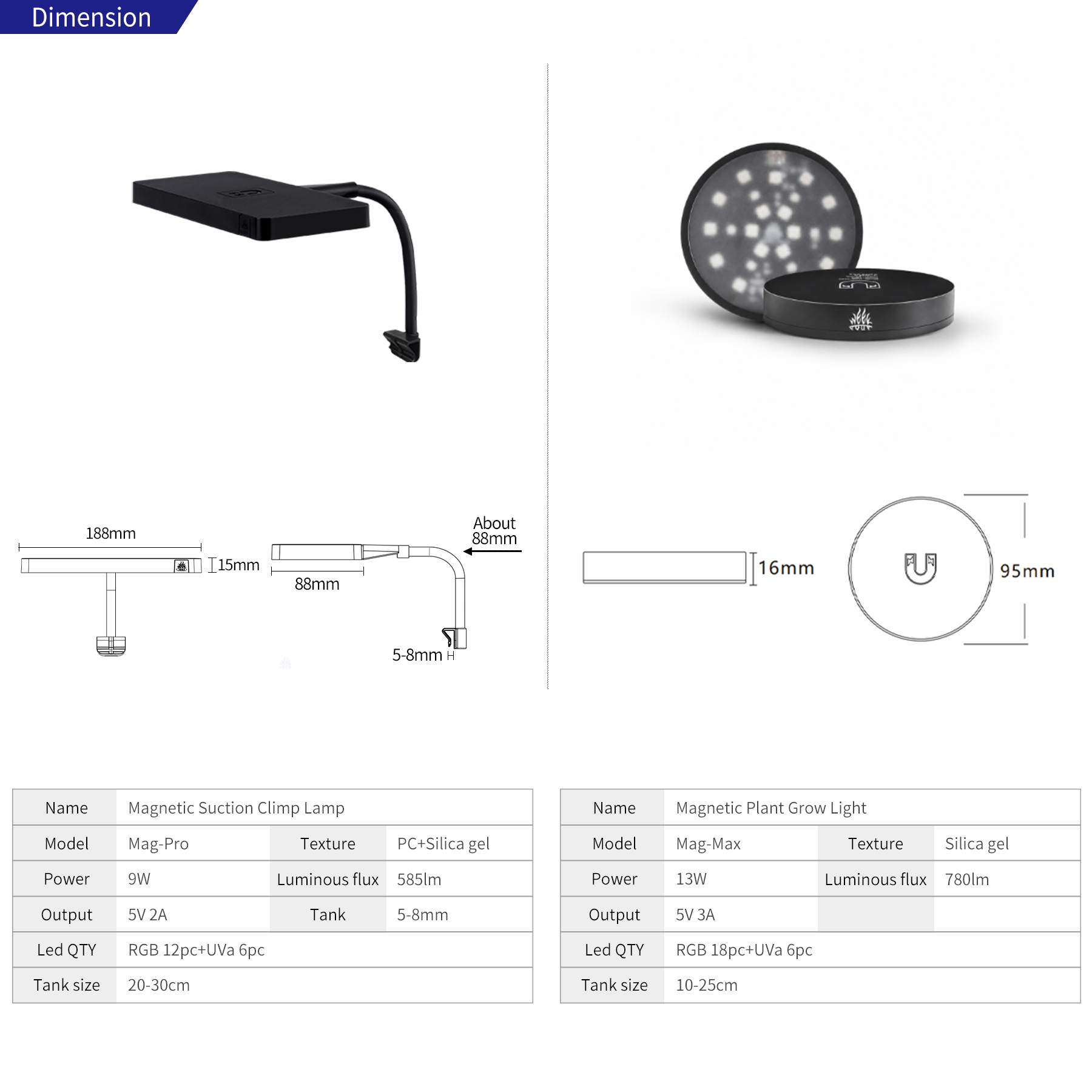WEEK AQUA Mag-Pro Mag-Max Nano - Aquarium Marine Lights 评论和价格