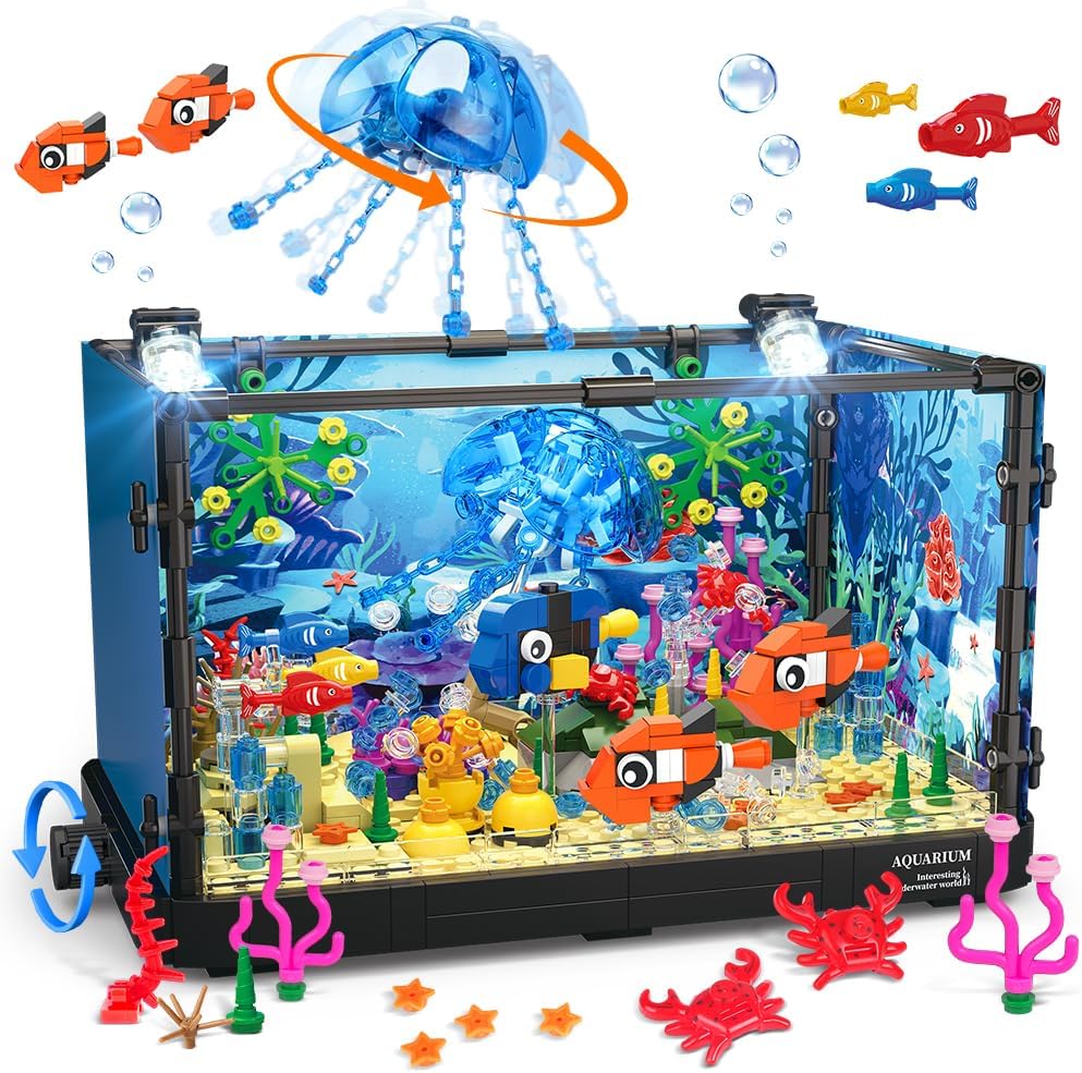 Fish Tank Block Set with Light - Marine Aquarium Cube 评论和价格