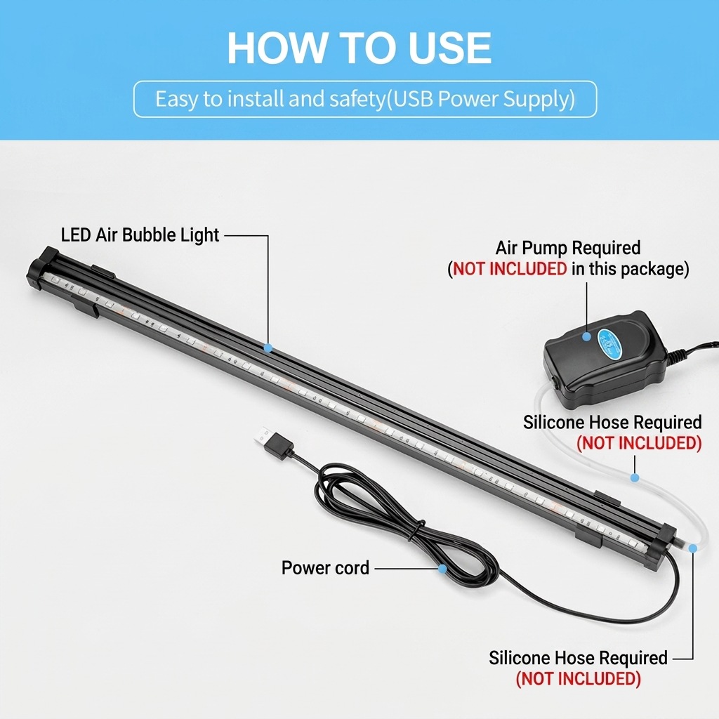 USB LED Aquarium Air Bubble Li - Aquarium Marine Lights 评论和价格